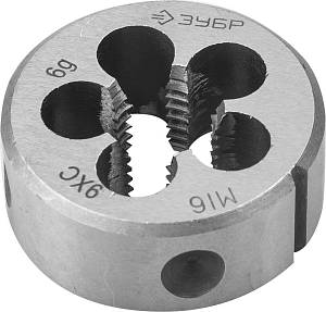 ЗУБР М16 x 2.0 мм, сталь 9ХС, плашка круглая ручная (4-28022-16-2.0)